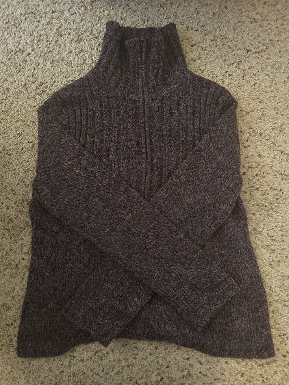 CHARTER CLUB Purple Zipup Turtle Neck Sweater